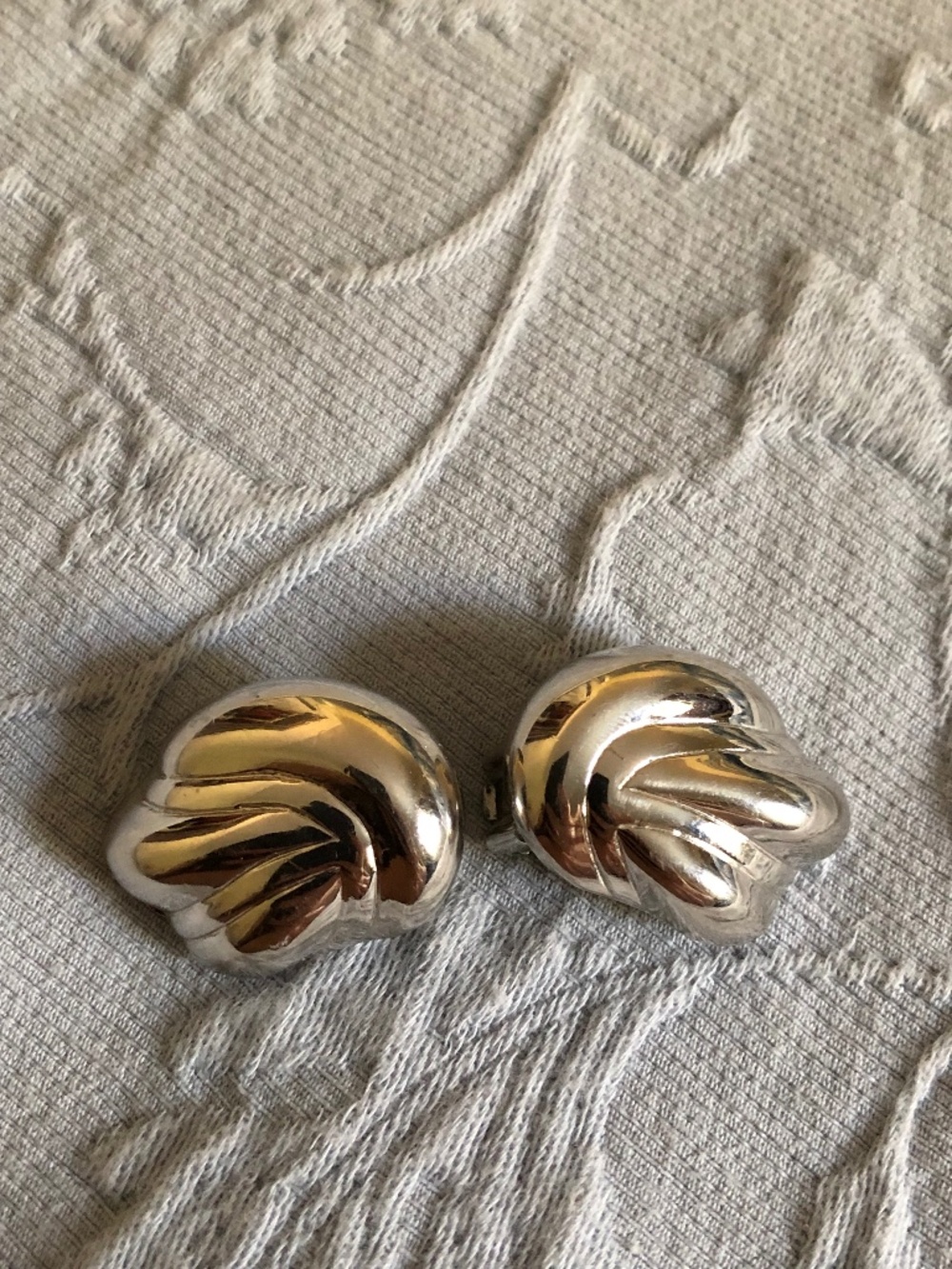 Vendome Silver Clip On Earrings Chunky and Vintage